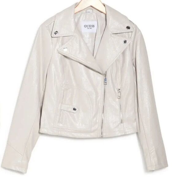 GUESS Faux Leather Crop Moto Jacket! - Picture 10 of 11